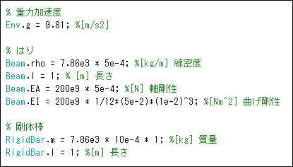 L字型振子のパラメータ